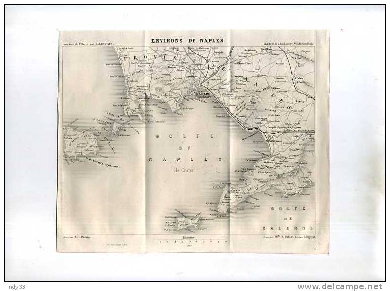 - CARTE DES ENVIRONS DE NAPLES . XIXe S. - Mapas Topográficas