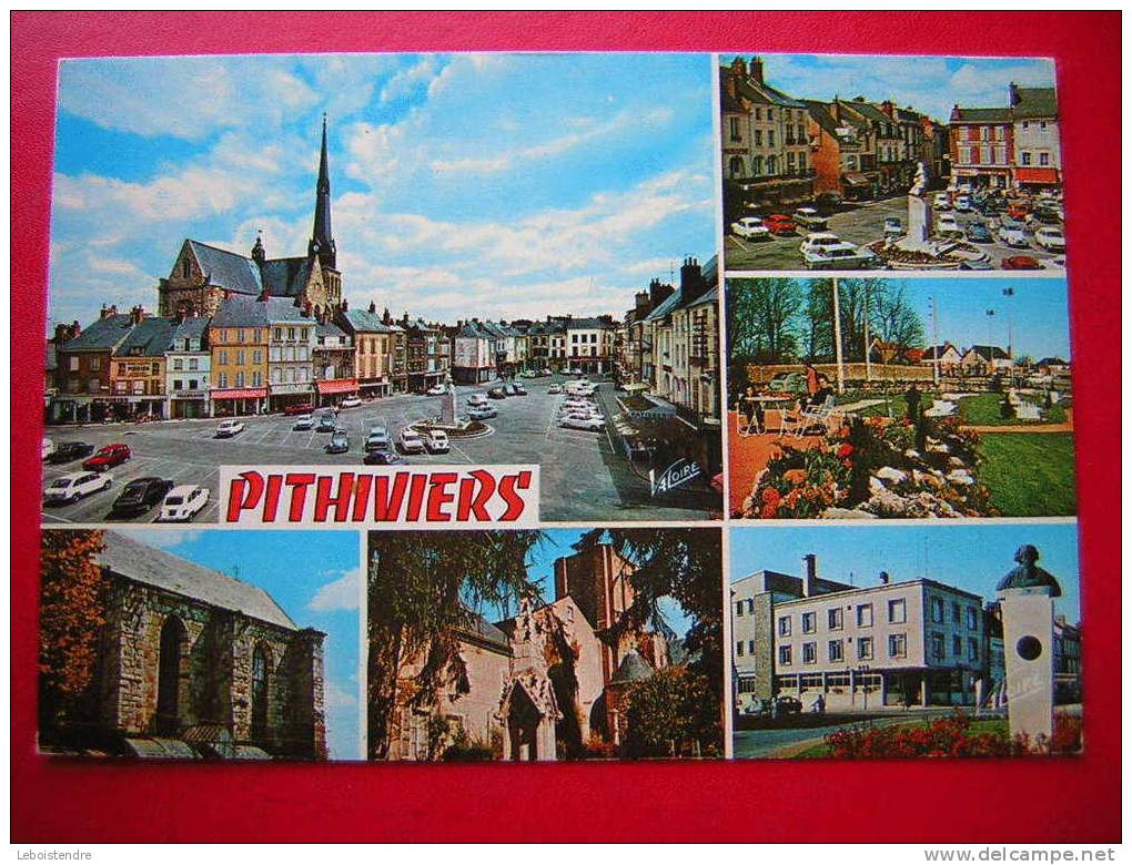 CPSM OU CPM -45-LOIRET-PITHIVIERS - PLACE DU MARTROI-LE GOLFE MINIATURE -LA POSTE-PLACE DUHAMEL-LE JARDIN DE LA MAIRIE,E - Pithiviers