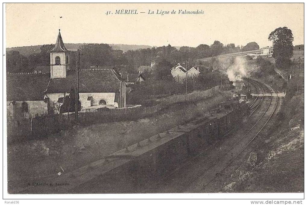 Cp 95 MERIEL La Ligne De VALMONDOIS , Train , Chemin De Fer ( Adr ST AMANT 18  Cachet 37 è Reg D'artillerie 46 Batterie - Meriel