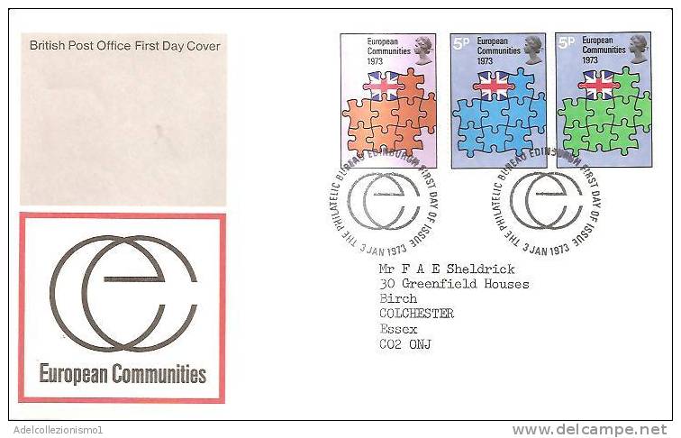 44310)lettera F.d.c. Serie European Communities Con 3 Valori + Annullo - 1971-80 Ediciones Decimal