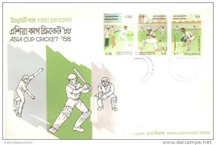 44314)lettera F.d.c. Serie Asia Cup Cricket '88 Con 3 Valori + Annullo - Bangladesh
