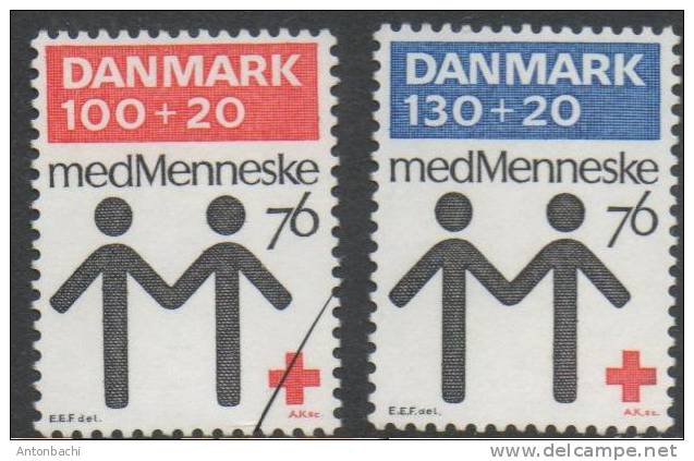 DANEMARK / DENMARK  - 1976 - YVERT 617-618 - CROIX ROUGE / RED CROSS - Ungebraucht