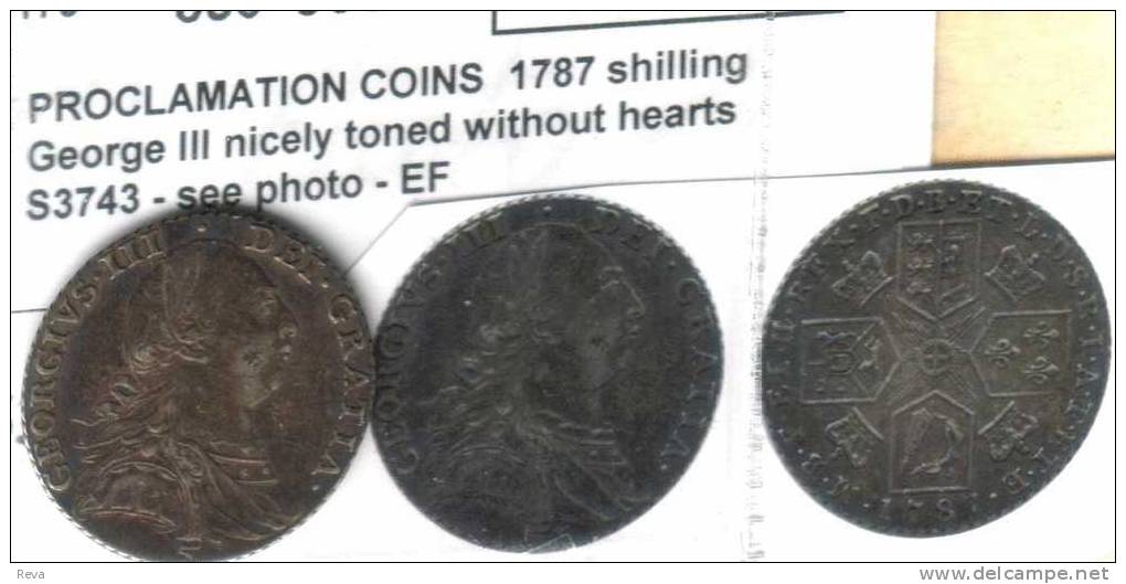 UK GREAT BRITAIN 1 SHILLING WITHOUT HEARTS  FRONT KGIII HEAD BACK 1787 AG SILVER S37443  READ DESCRIPTION CAREFULLY !!! - Other & Unclassified