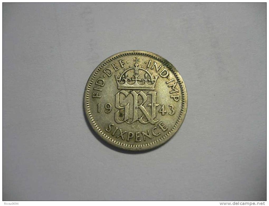 6 Pence 1943 Gb - H. 6 Pence