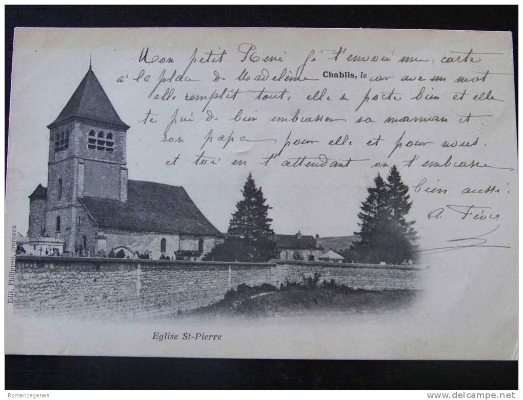 CHABLIS - Lot De 2 CPA - Eglise Saint-Pierre - Statue De Saint-Martin - Voyagées Les 26 Juin Et 12 Juillet 1904 - A Voir - Chablis