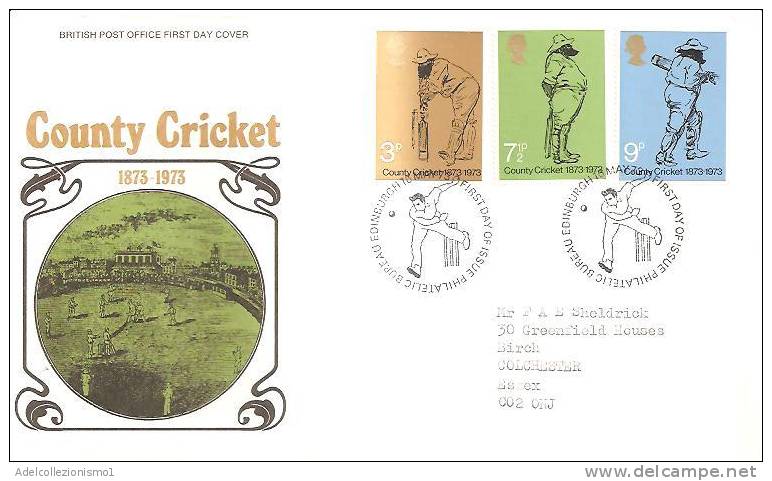 44362)lettera F.d.c. Serie Contry Cricket Con 3 Valori + Annullo - 1971-1980 Decimal Issues