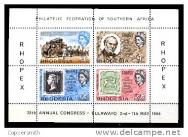 (001) Rhodesia / Rhodesie  Rhopex Sheet / Bf / Bloc / Coach / Stamp On Stamp / Timbre Sur Timbre  ** /  Mnh Michel  BL 1 - Rhodesien (1964-1980)