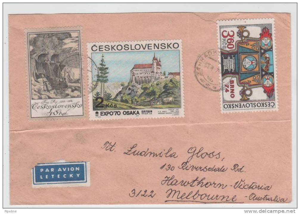 Czechoslovakia Cover Sent Air Mail To Australia 31-1-1977 - Cartas & Documentos