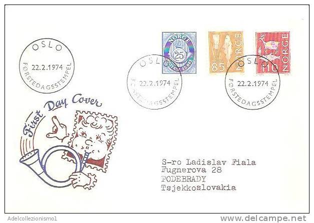 44390)lettera F.d.c. Serie Norvegia Con 3 Valori + Annullo - FDC