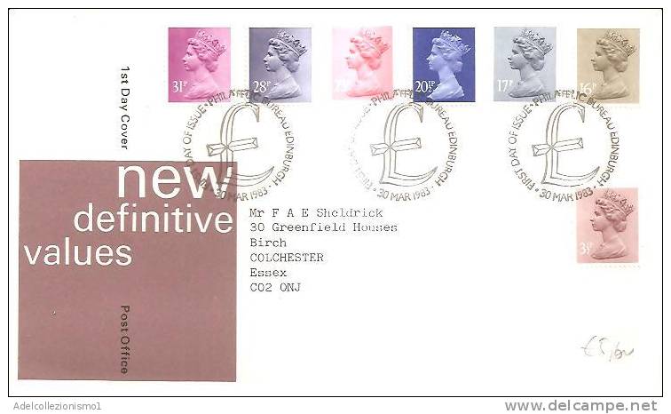 44406)lettera F.d.c. Serie New Definitive Values Con 7 Valori + Annullo - 1981-1990 Decimal Issues