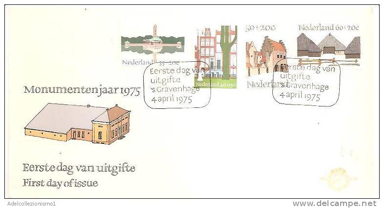 44407)lettera F.d.c. Serie Monumentenjaar 1975 Con 4 Valori + Annullo - 1971-80 Ediciones Decimal