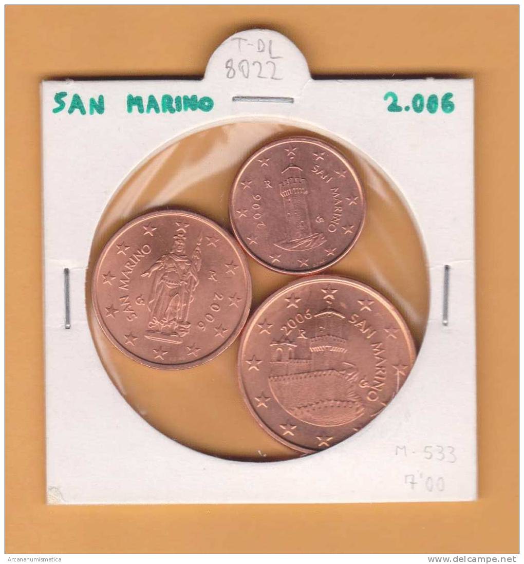 SAN MARINO  0,01€ + 0,02€ + 0,05€  2.006   SC/UNC       DL-8022 - San Marino