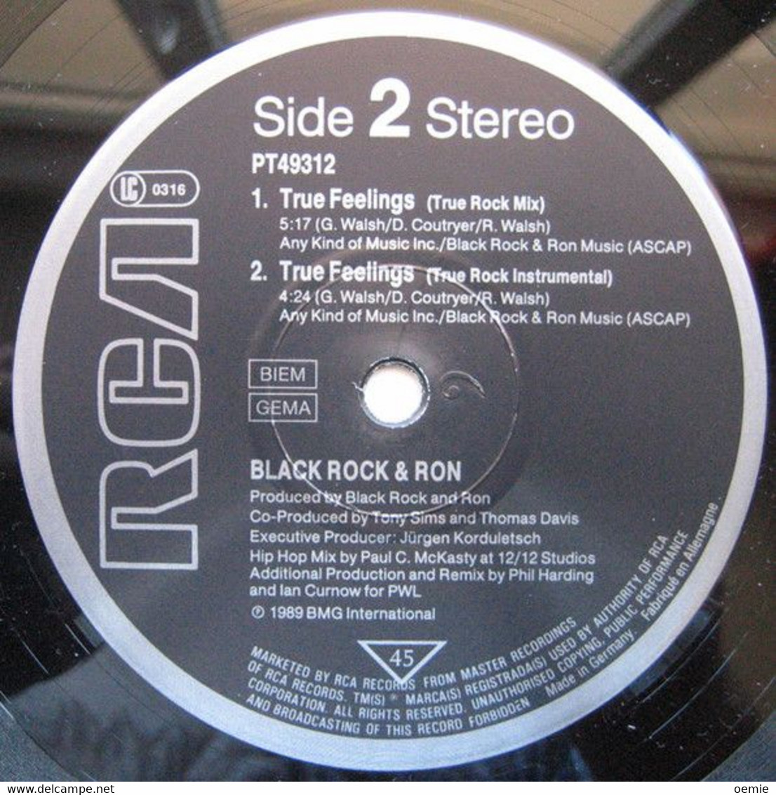 BLACK  ROCK & RON  °°  TRUE FEELINGS - 45 T - Maxi-Single