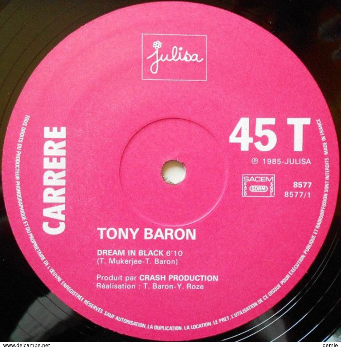 TONY  BARON °°   DREAM IN BLACK - 45 Rpm - Maxi-Single