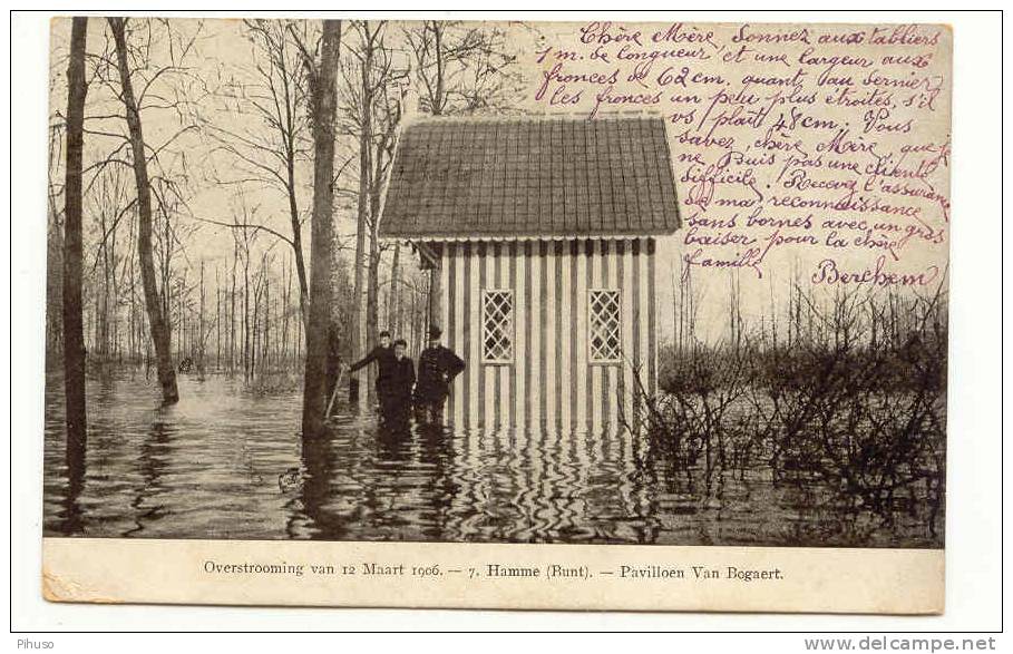 B2933 :   HAMME : Overstrooming 1906 - Pavilloen Van Bogaert - Hamme