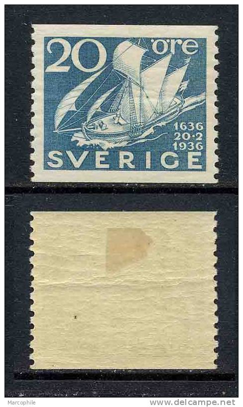 SUEDE - TRICENTENAIRE DES POSTES / 1936 - 20 ö Bleu Vert # 238 * / COTE 11.00 EURO - Ongebruikt