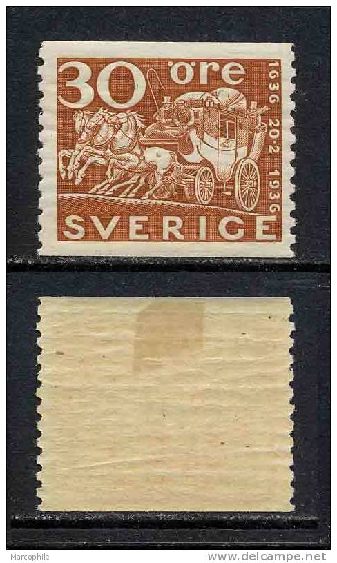 SUEDE - TRICENTENAIRE DES POSTES / 1936 - 30 ö Brun Jaune # 240 * / COTE 25.00 EURO - Unused Stamps