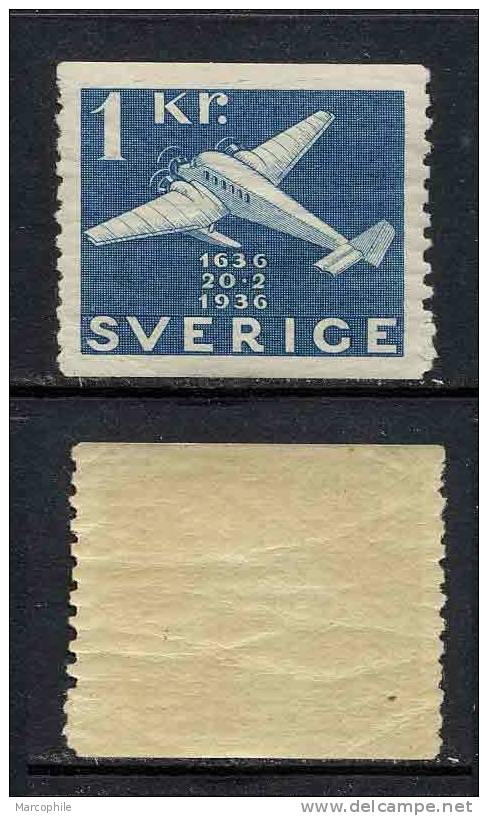 SUEDE - TRICENTENAIRE DES POSTES / 1936 - 1 K. Bleu  # 246 * / COTE 10.00  EURO - Unused Stamps