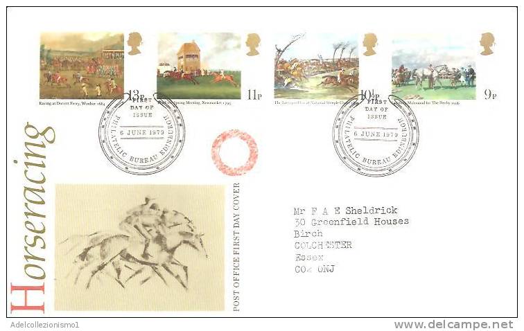 44486)lettera F.d.c. Serie Horseracing Con 4 Valori + Annullo - 1971-1980 Em. Décimales