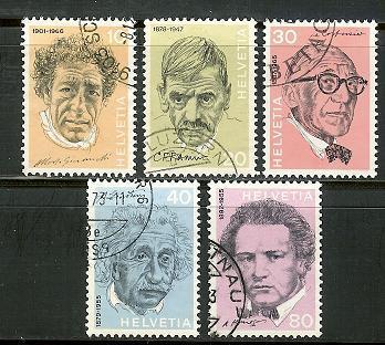 SWITZERLAND 1972 Used Stamp(s) Famous People 979-983 #3797 - Autres & Non Classés