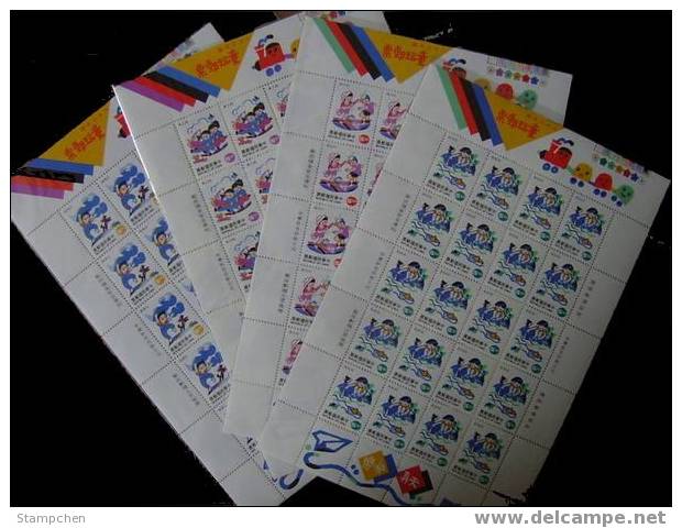 1994 Toy Stamps Sheets Train Plane Gun Fighting Boat Dog Cat Fish Bird Martial - Tir (Armes)