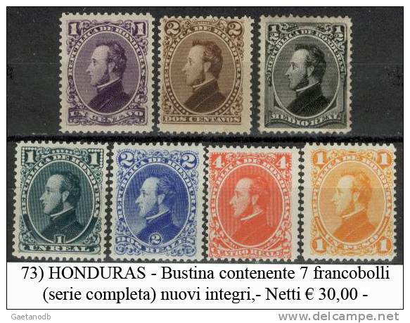 Honduras-0073 - 1878: Y&T N. 14/20 (++) MNH - Senza Difetti Occulti. - Honduras