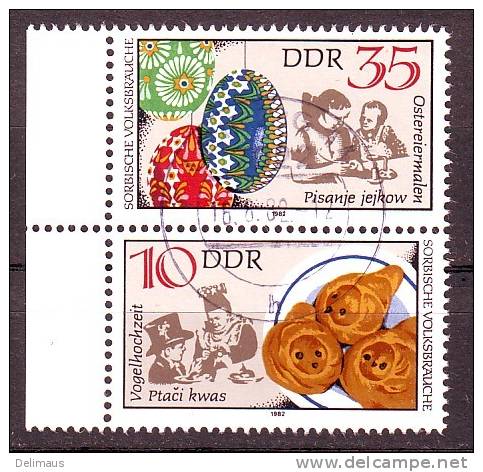 DDR Zusammendruck Mi. S Zd246 Sorbische Volksbräuche  Perfekter Tagesstempel Leipzig - Se-Tenant