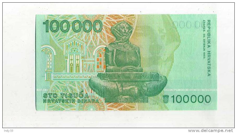 - CROATIE . 100000 D. 1993 - Kroatien