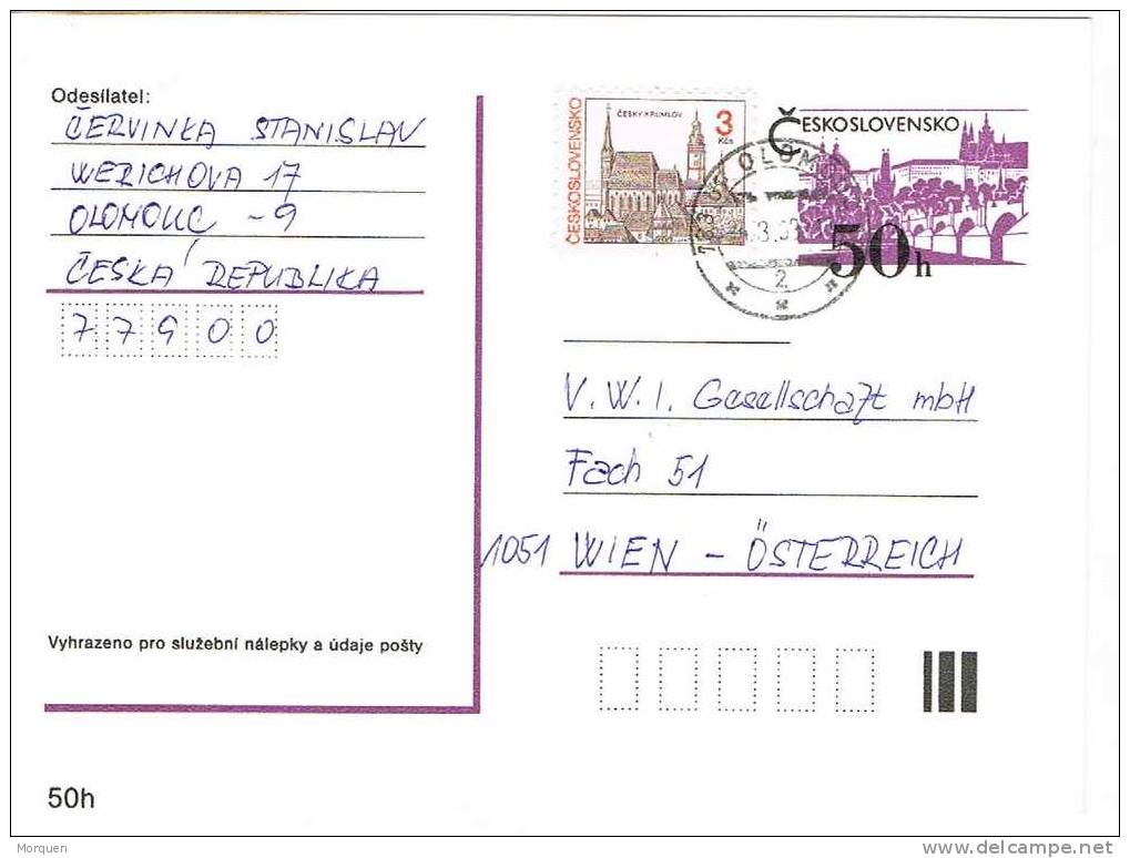 Entero Postal OLOMOUC (Checoslovaquia) 1993 - Cartes Postales