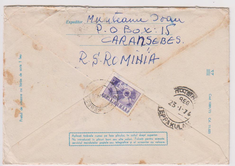 Romania To India Used Regd., Air Mail Cover, Postal Stationery, Culture, Costume, Dance, Art Porcelain Ceramic, As Scan - Film