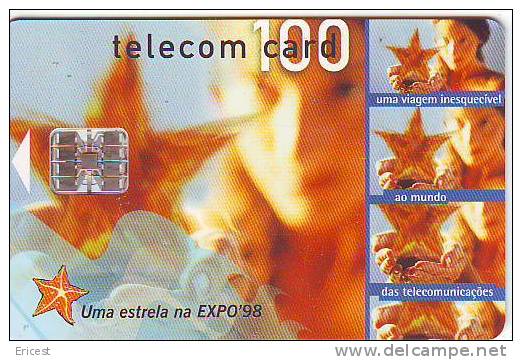 PORTUGAL TELECOM CARD 100 UMA ESTRELA NA EXPO 98 PUCE SC7 ETAT COURANT - Portugal