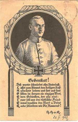 W088a/ NIEMALS VERGESSEN, Patriotischer Text 1924 - Briefe U. Dokumente