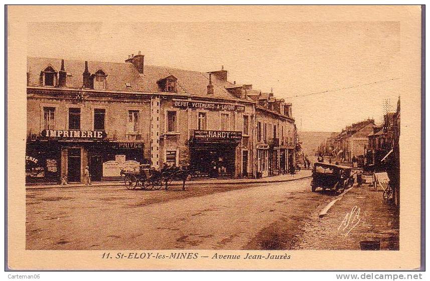 63 - Saint-Eloy Les Mines - Avenue Jean-Jaurès (voiture, Attelage) - Saint Eloy Les Mines