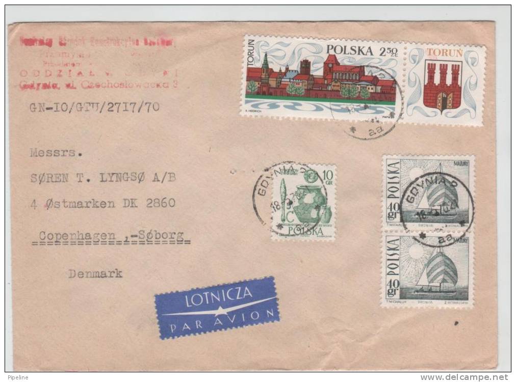 Poland Cover Sent To Denmark Gdynia 18-5-1970 - Lettres & Documents