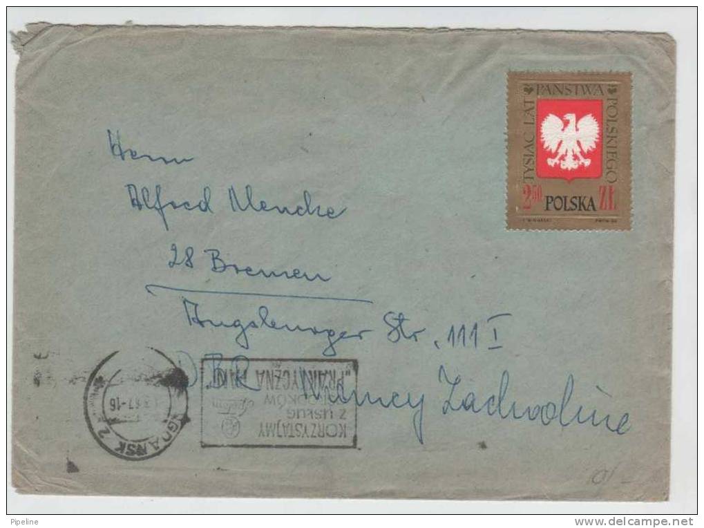 Poland Cover Sent To Denmark Gdansk 1-3-1967 - Lettres & Documents