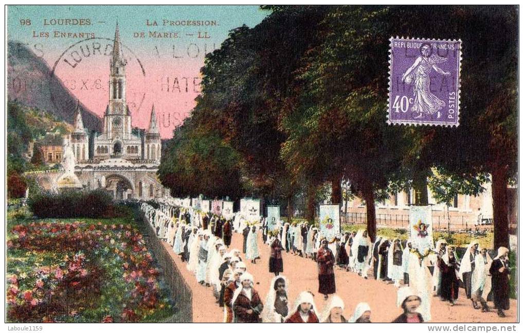 LOURDES : "La Procession - Les Enfants De Marie" - LL N° 98 - Lourdes