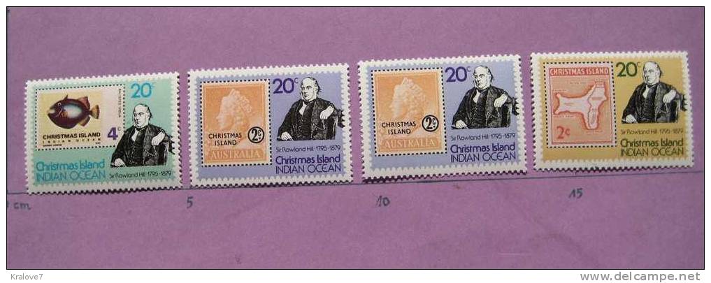 ILE CHRISTMAS. AUSTRALIE. 4 TIMBRES. TIMBRE SUR LE TIMBRE. ROWLAND HILL ANNIVERSAIRE 1979. NEUF AUSTRALIA. 4 STAMPS MNH. - Rowland Hill