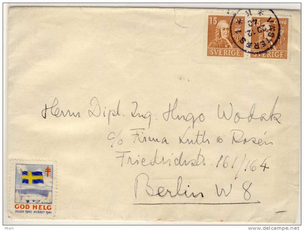Sweden, 1940 - Pair From Linne On Cover To Germany - Cartas & Documentos
