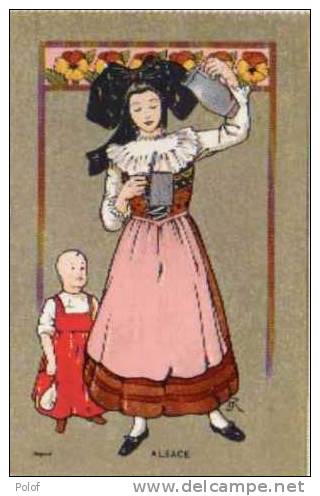 Illustration Alsacienne Et Enfant - JR   (13189) - Andere & Zonder Classificatie