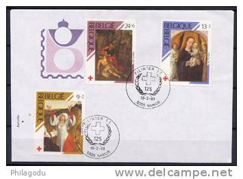 Belgique 1989,   Série Croix-Rouge Sur Enveloppe Avec Le Cachet 1er Jour - Cartas & Documentos