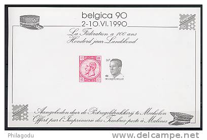 Feuillet Souvenir De L’exposition Belgica 90 Neuf** - Storia Postale