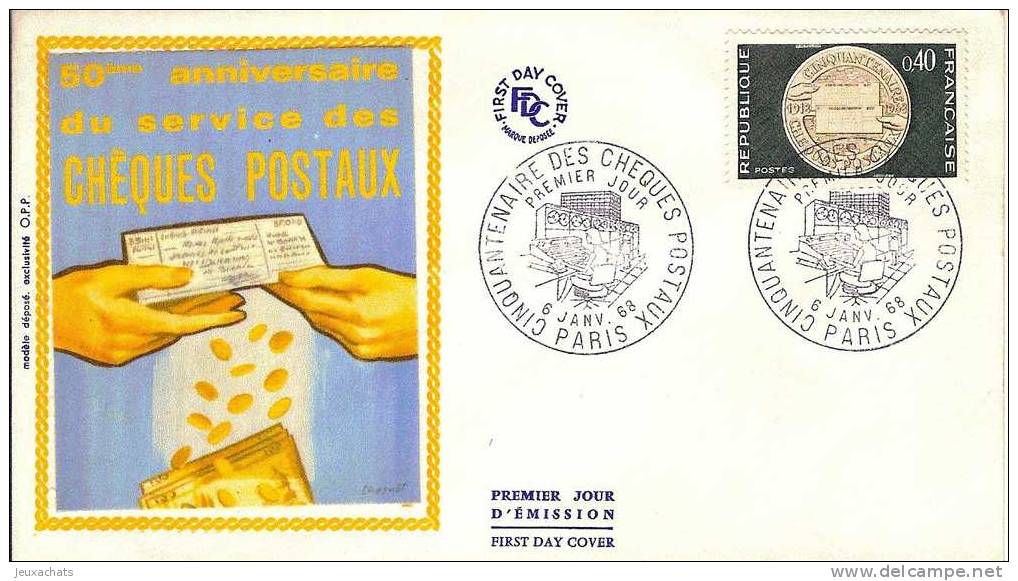 1er JOUR FDC - 50 ANNIVERSAIRE DU SERVICE DES CHEQUES POSTAUX - Zonder Classificatie