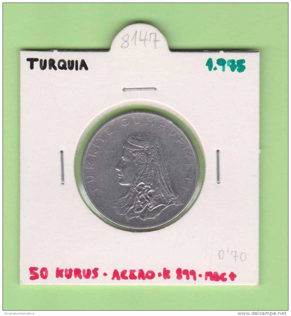 TURQUIA  50  KURUS  1.975  ACERO  KM#899     MBC+     DL-8147 - Turquia