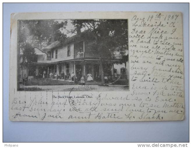 Lakeside Ohio  The Slack Home    1907 Cancel - Akron