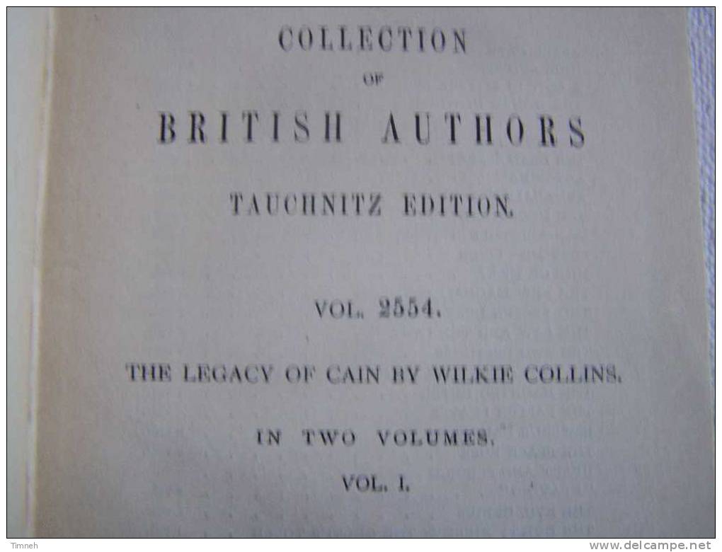 THE LEGACY OF CAINE-by Wilkie Collins N°2554-VOLUME 1-tauchnitz Edition Collection Of British Autors - Otros & Sin Clasificación