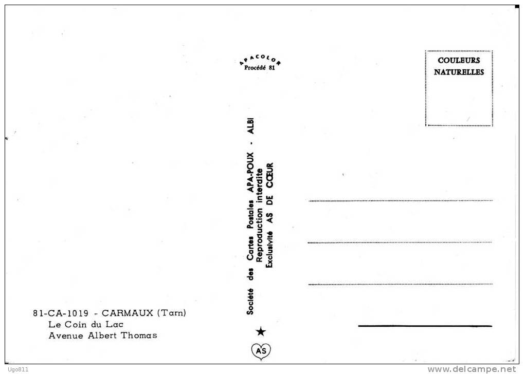 81-CA-1019  -   CARMAUX (Tarn)    -   Le Coin Du Lac -  Avenue Albert Thomas - Carmaux