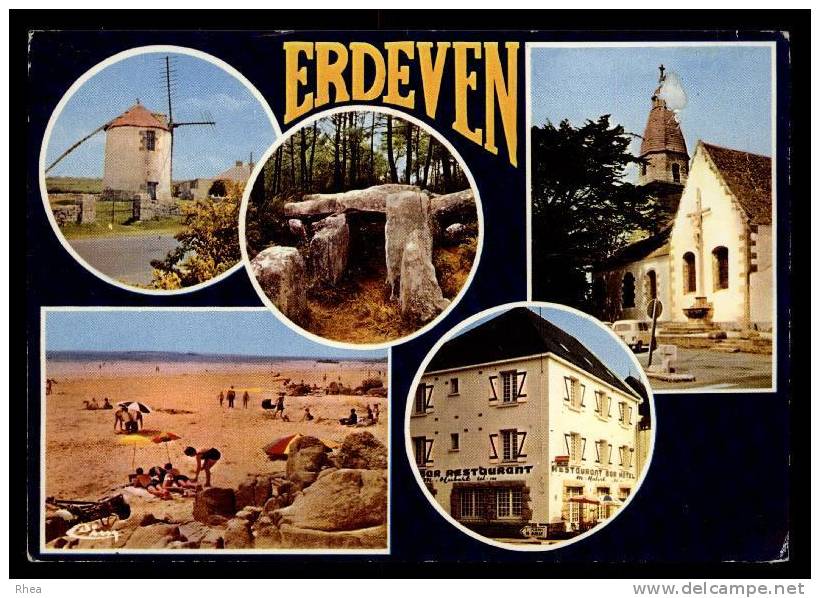 56 Erdeven ERDEVEN (Morbihan) Du Narbon Le Dolmen La L'hôtel - L'église Vue Multi Vues D56D K56013K C56054C RH002740 - Erdeven