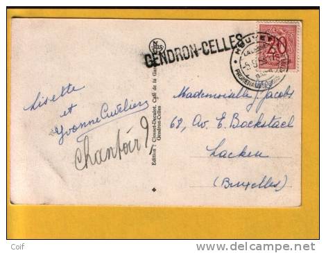 851 Op Kaart Met Stempel HOUYET Met Naamstempel (Griffe) GENDRON-CELLES (Depot-Relais) - Linear Postmarks