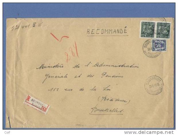 426+768 Op Aangetekende Brief Met Stempel SOURBRODT / SURBROT (Oostkanton - Canton De L´est) (VK) - 1948 Export