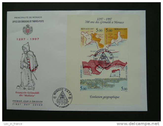 FDC (grand Format) Monaco 1997 évolution Géographique Carte Map - FDC